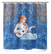 Elegant Victorian Secret Garden themed shower curtain enhancing bathroom decor